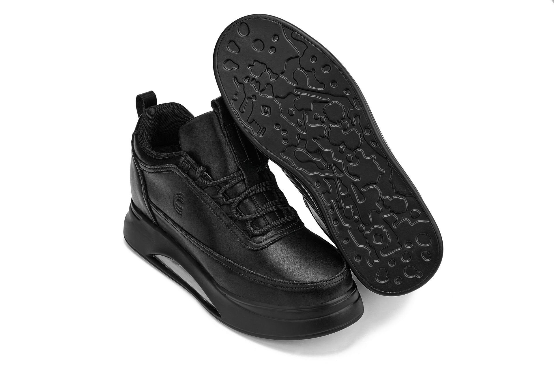CALTO - S4925 - 3.2 Inches Taller (Onyx/Black Sole) - Chunky Elevated Platform Sneakers - WonderingCloth