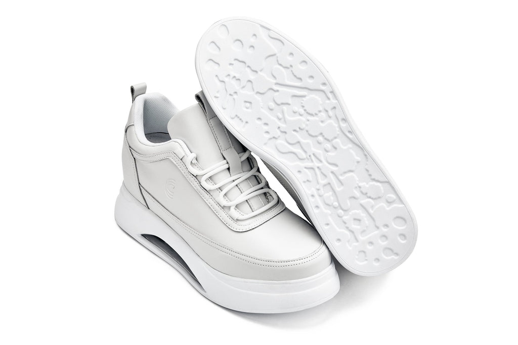 CALTO - S4926 - 3.2 Inches Taller (Bone/White Sole) - Chunky Elevated Platform Sneakers - WonderingCloth