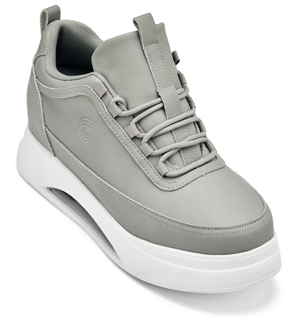 CALTO - S4927 - 3.2 Inches Taller (Dove Grey/White Sole) - Chunky Elevated Platform Sneakers - WonderingCloth