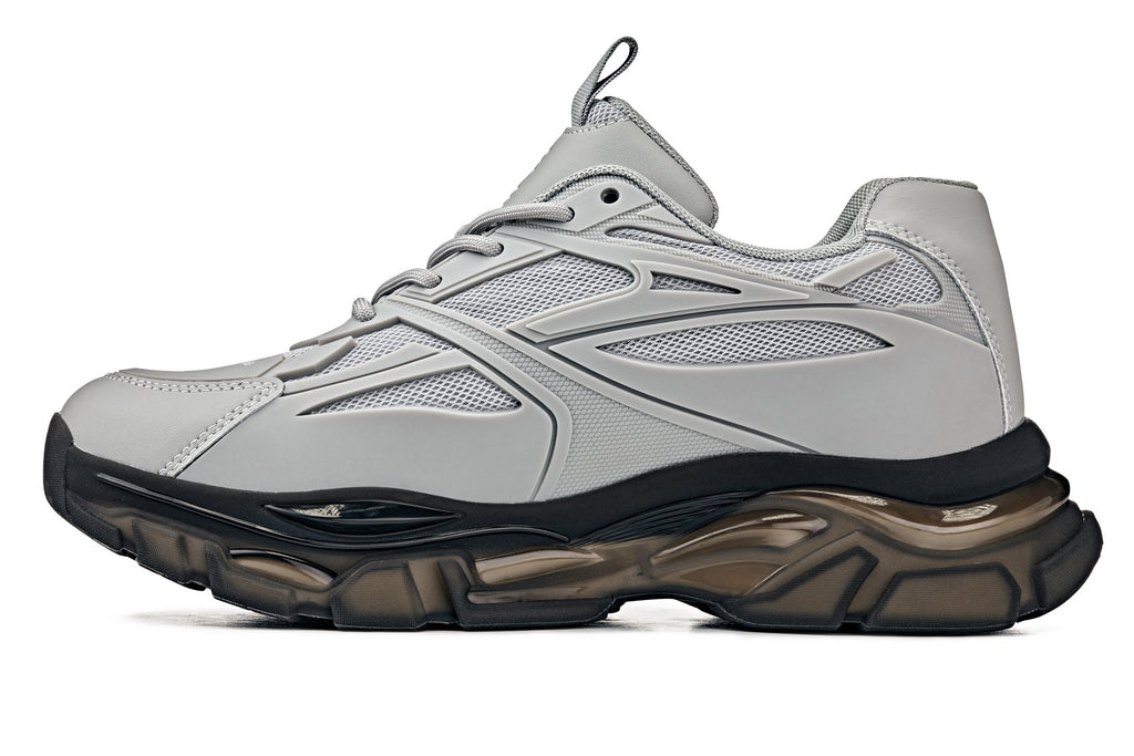 CALTO - S5281 - 2.6 Inches Taller (Cement/Translucent Onyx Sole) - Chunky Sole Sporty Sneakers - WonderingCloth