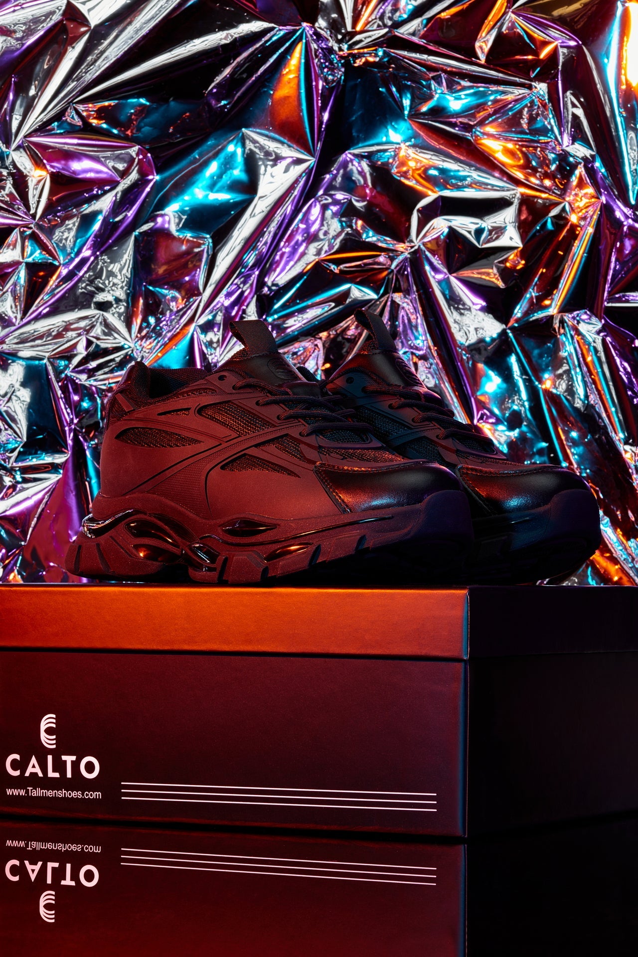 CALTO - S5282 - 2.6 Inches Taller (Jet Black/Onyx Sole) - Chunky Sole Sporty Sneakers - WonderingCloth