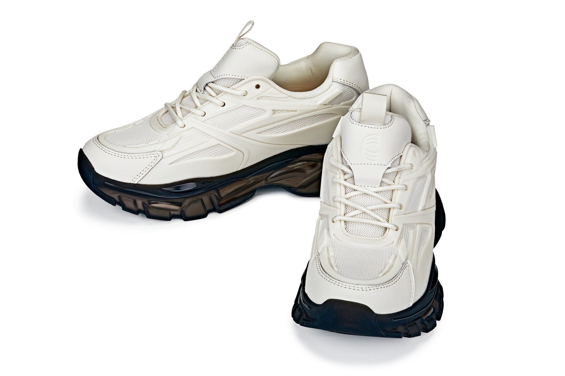 CALTO - S5283 - 2.6 Inches Taller (Beige/Translucent Onyx Sole) - Chunky Sole Sporty Sneakers - WonderingCloth