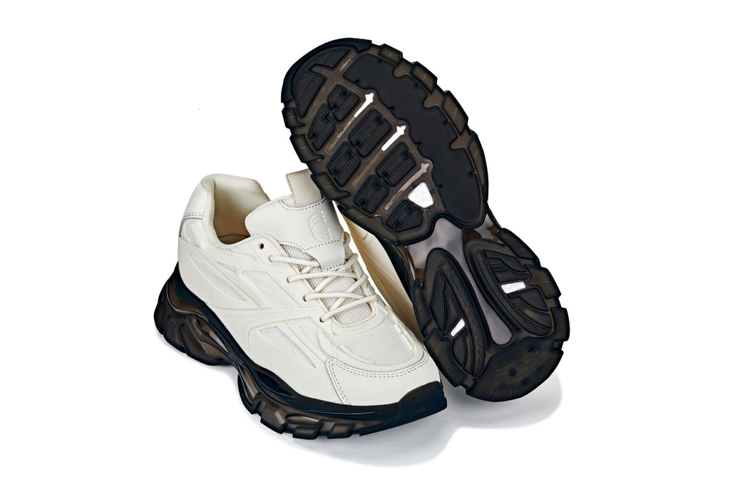 CALTO - S5283 - 2.6 Inches Taller (Beige/Translucent Onyx Sole) - Chunky Sole Sporty Sneakers - WonderingCloth