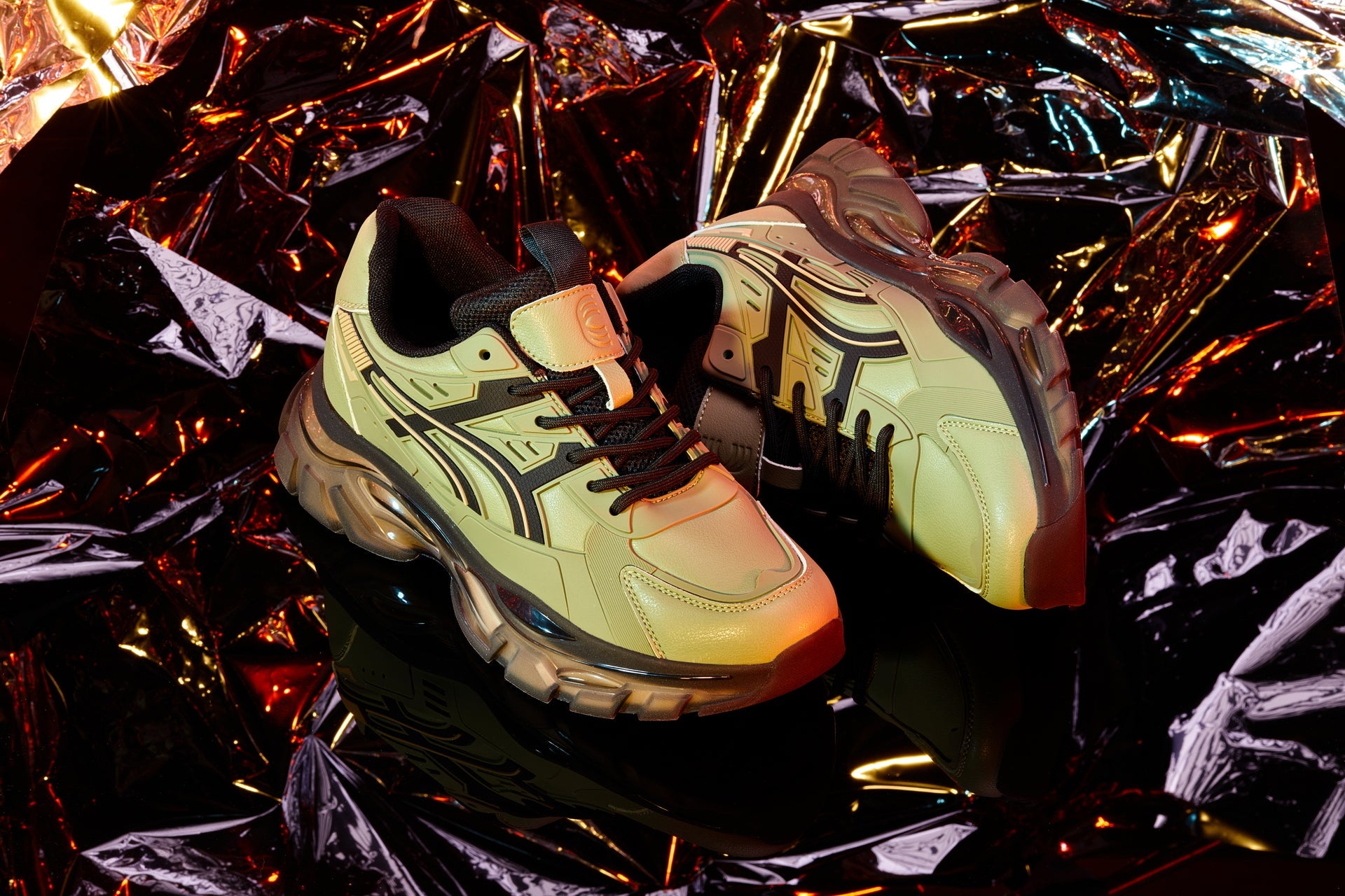 CALTO - S5284 - 2.6 Inches Taller (Khaki Green/Translucent Onyx Sole) - Chunky Sole Sporty Sneakers - WonderingCloth