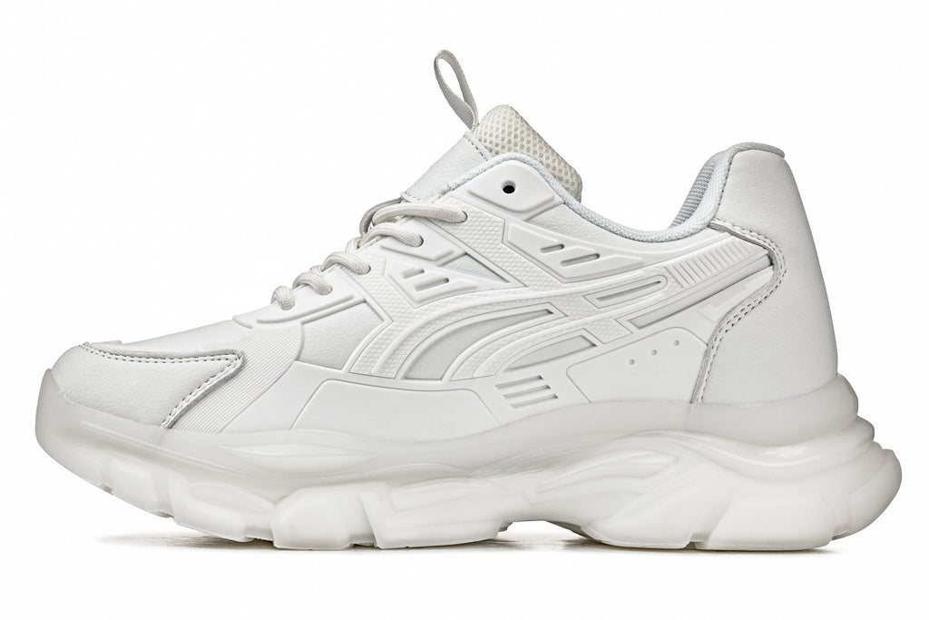 CALTO - S5285 - 2.6 Inches Taller (White/Translucent White Sole) - Chunky Sole Sporty Sneakers - WonderingCloth