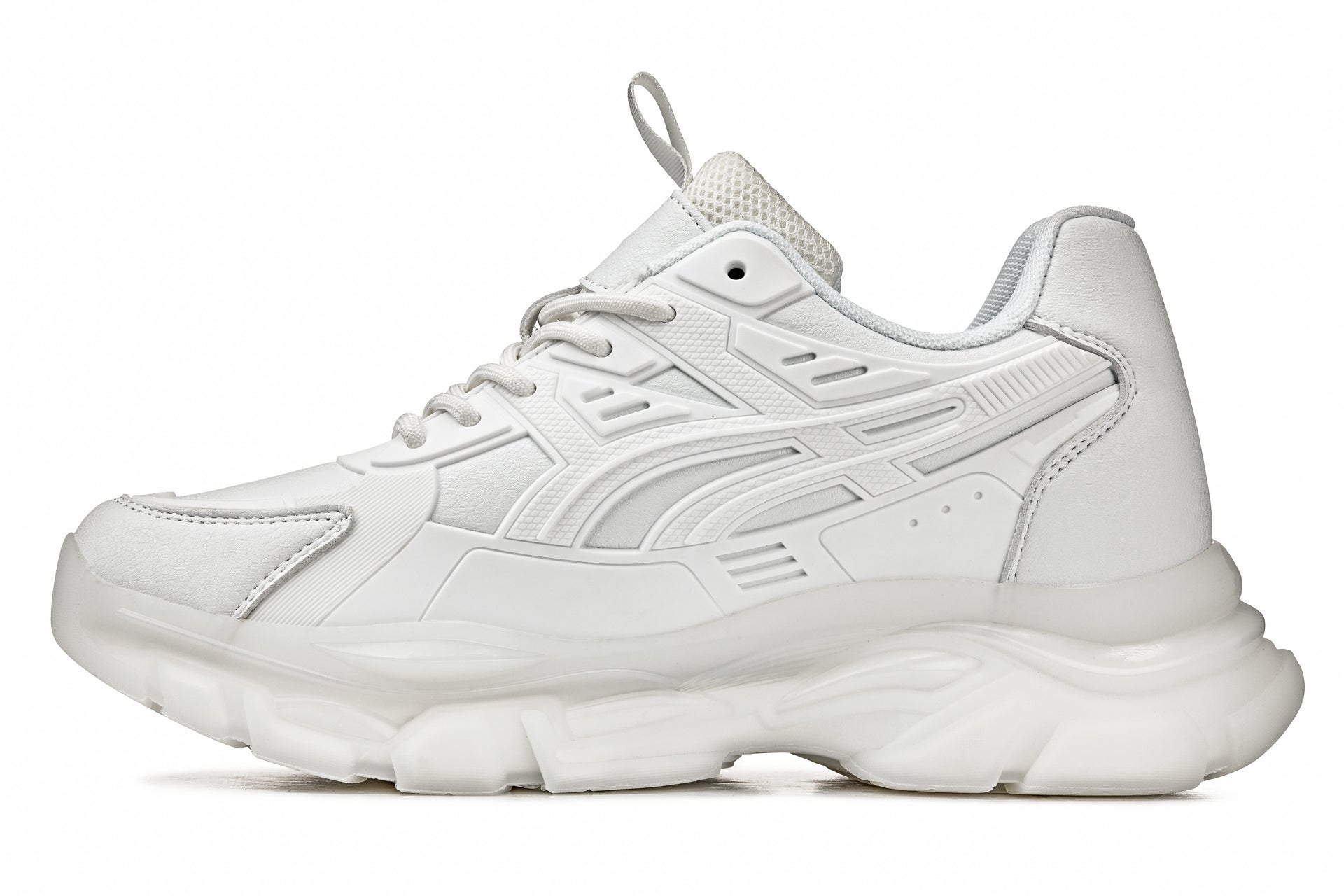 CALTO - S5285 - 2.6 Inches Taller (White/Translucent White Sole) - Chunky Sole Sporty Sneakers - WonderingCloth