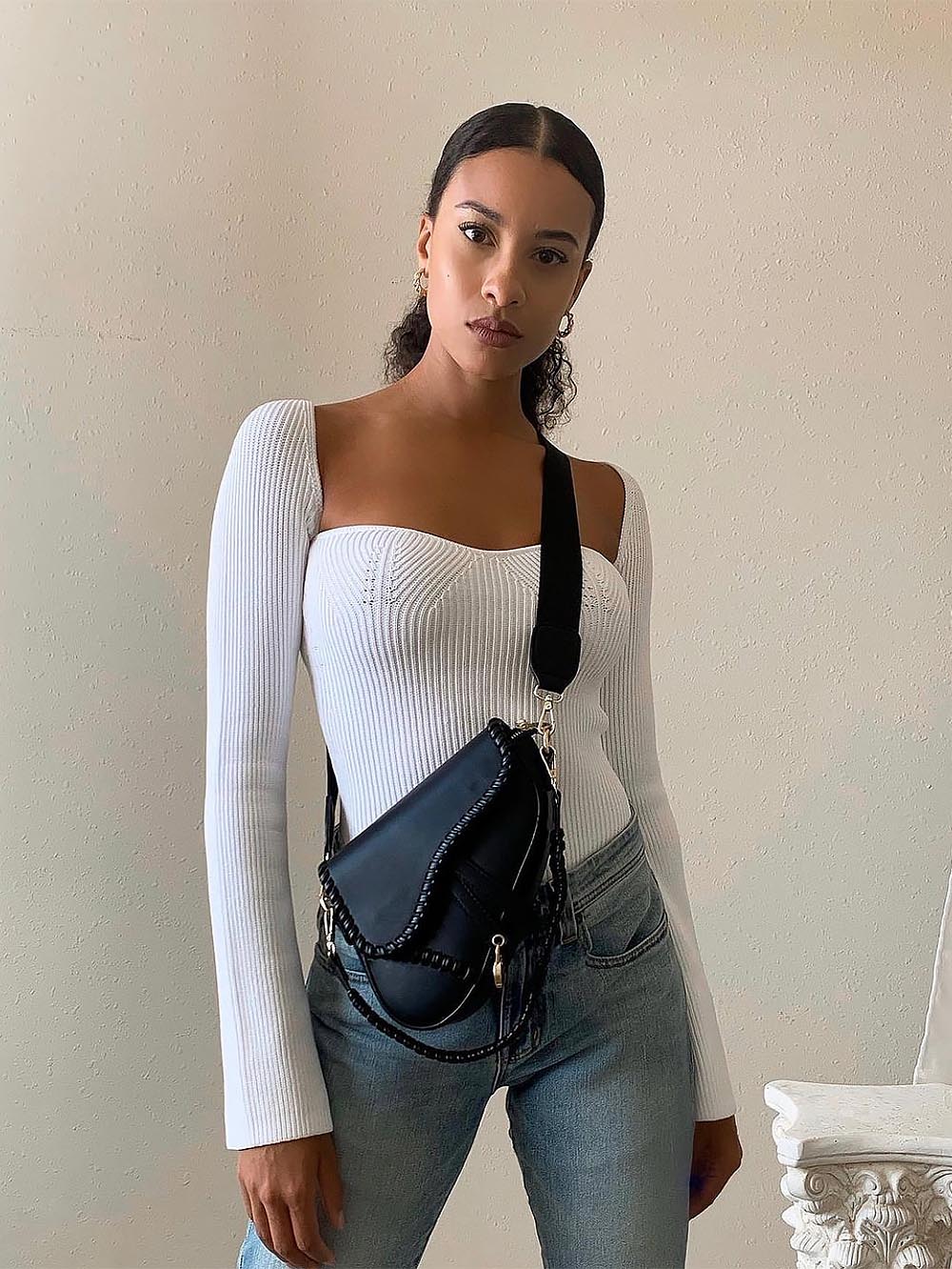 Square Collar Irregular Long Sleeve Woman Sweaters | NCS - WonderingCloth
