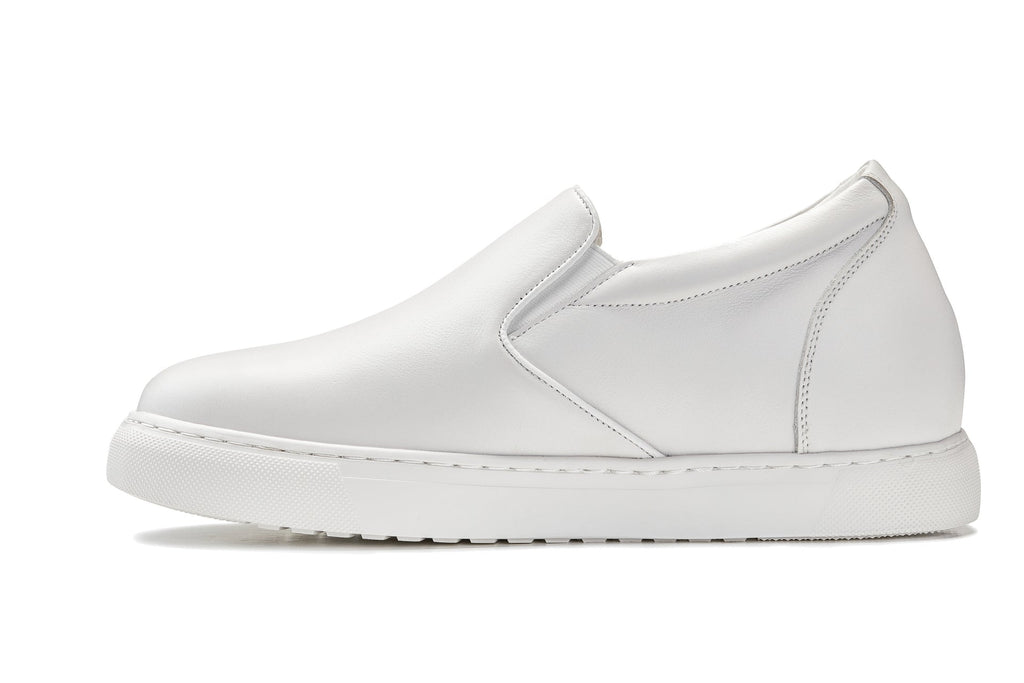 CALTO - T1022 - 2.6 Inches Taller (White) - Lightweight Nappa Leather Loafer - WonderingCloth