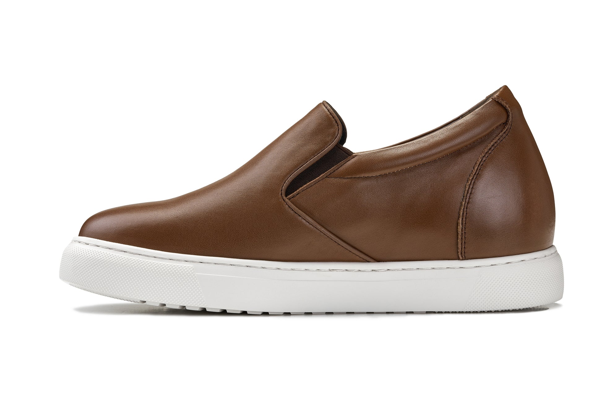 CALTO - T1023 - 2.6 Inches Taller (Coffee Brown) - Lightweight Nappa Leather Loafer - WonderingCloth