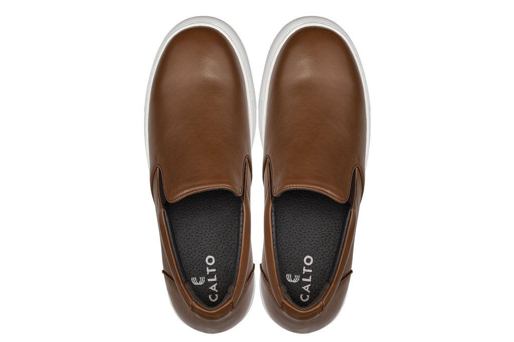 CALTO - T1023 - 2.6 Inches Taller (Coffee Brown) - Lightweight Nappa Leather Loafer - WonderingCloth