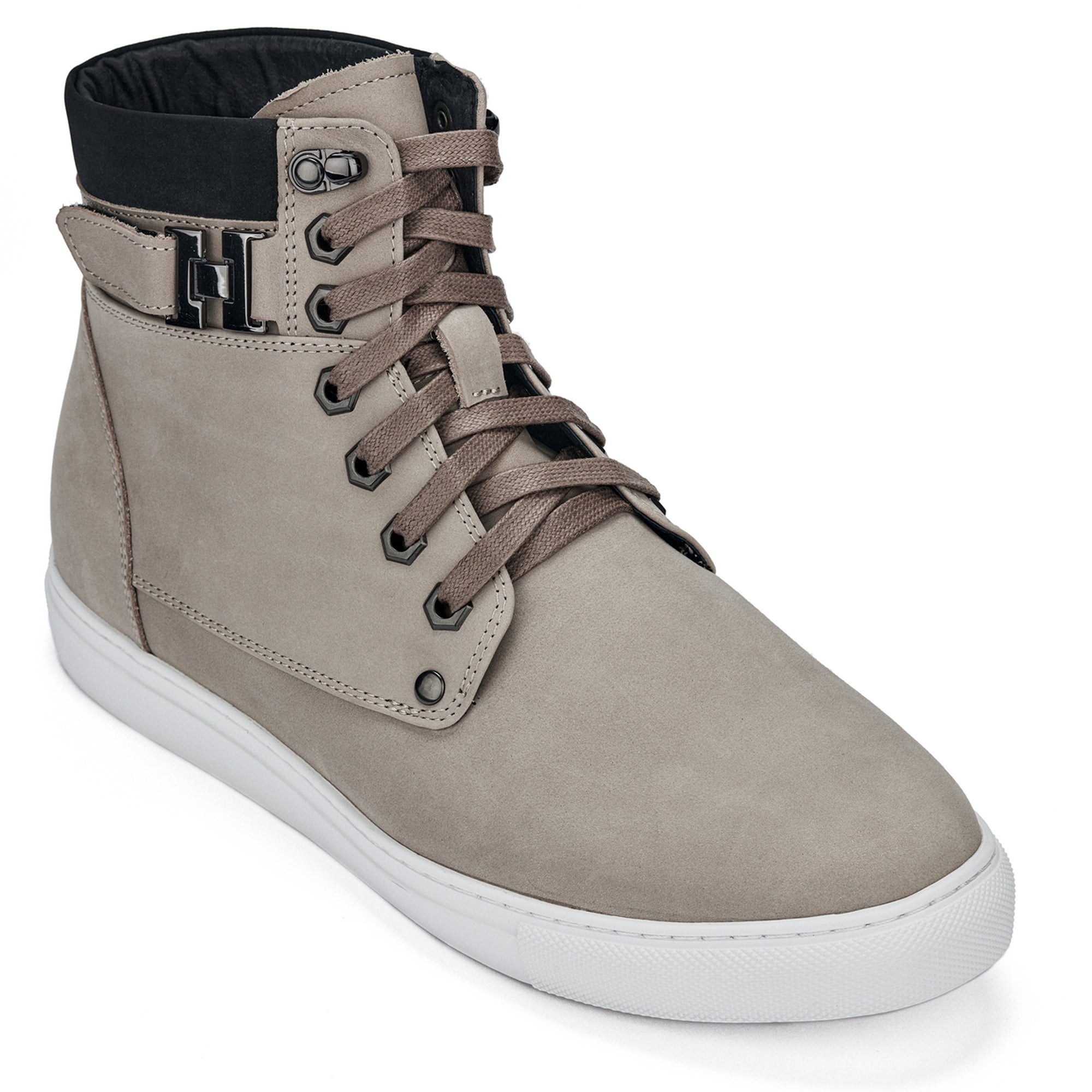 CALTO - T53122 - 2.6 Inches Taller (Taupe) - High top sneak-boot - WonderingCloth