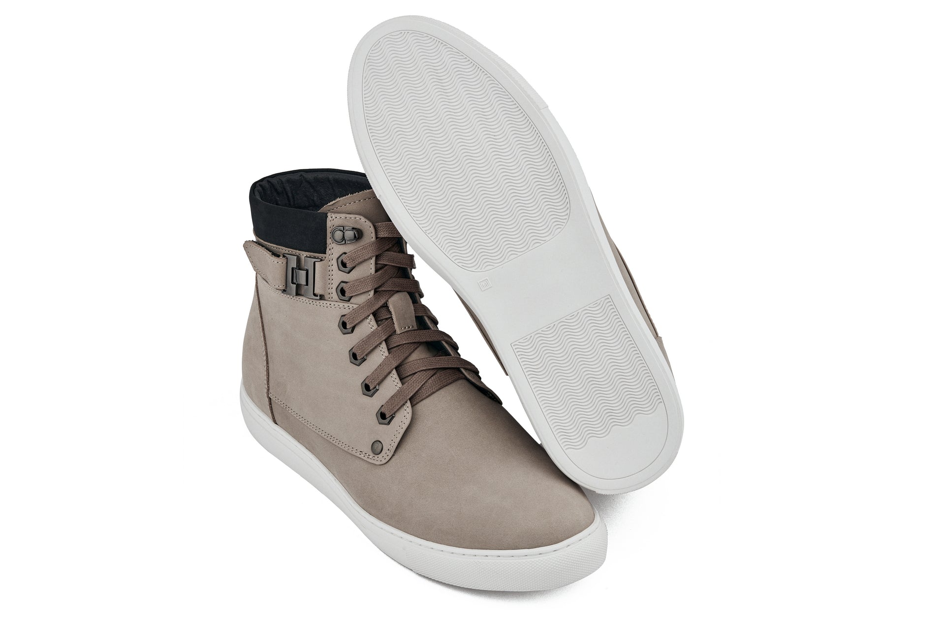 CALTO - T53122 - 2.6 Inches Taller (Taupe) - High top sneak-boot - WonderingCloth