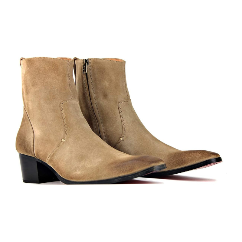 Dress Boot for Men Suede Leather Chelsea Boots Casual Heel Shoes OS-JY002-US - WonderingCloth