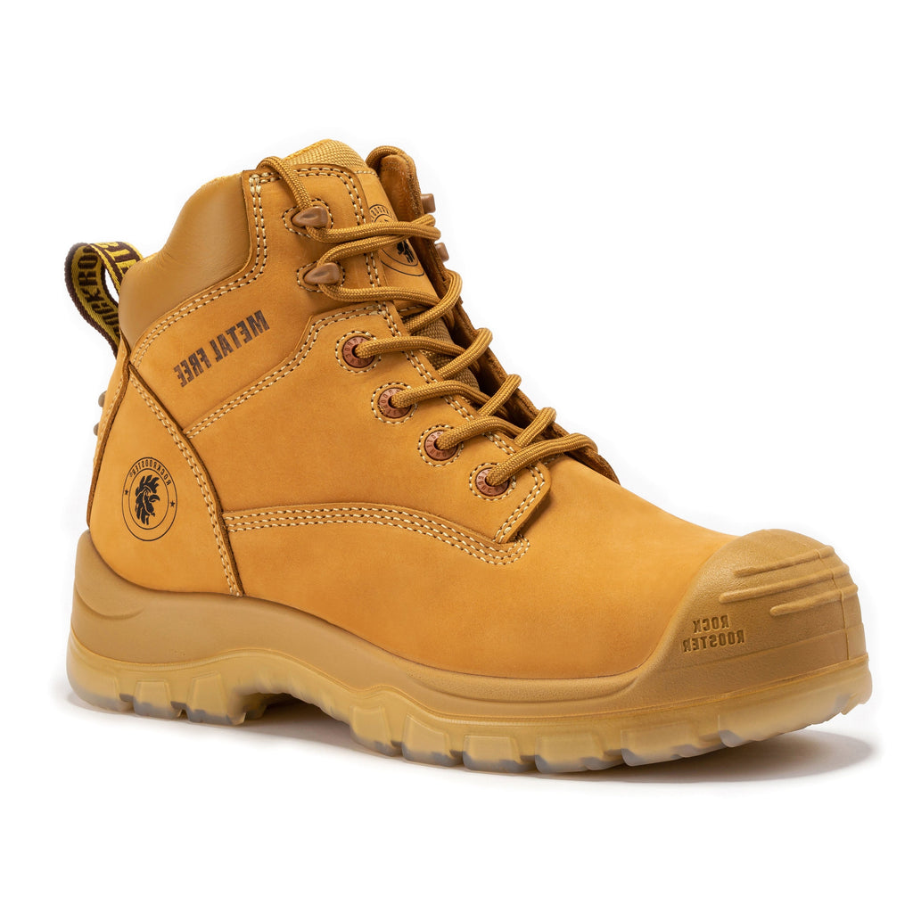 rockrooster Woodland Wheat 6 inch Composite Toe Zip-sided Leather Work Boots AK659 - WonderingCloth