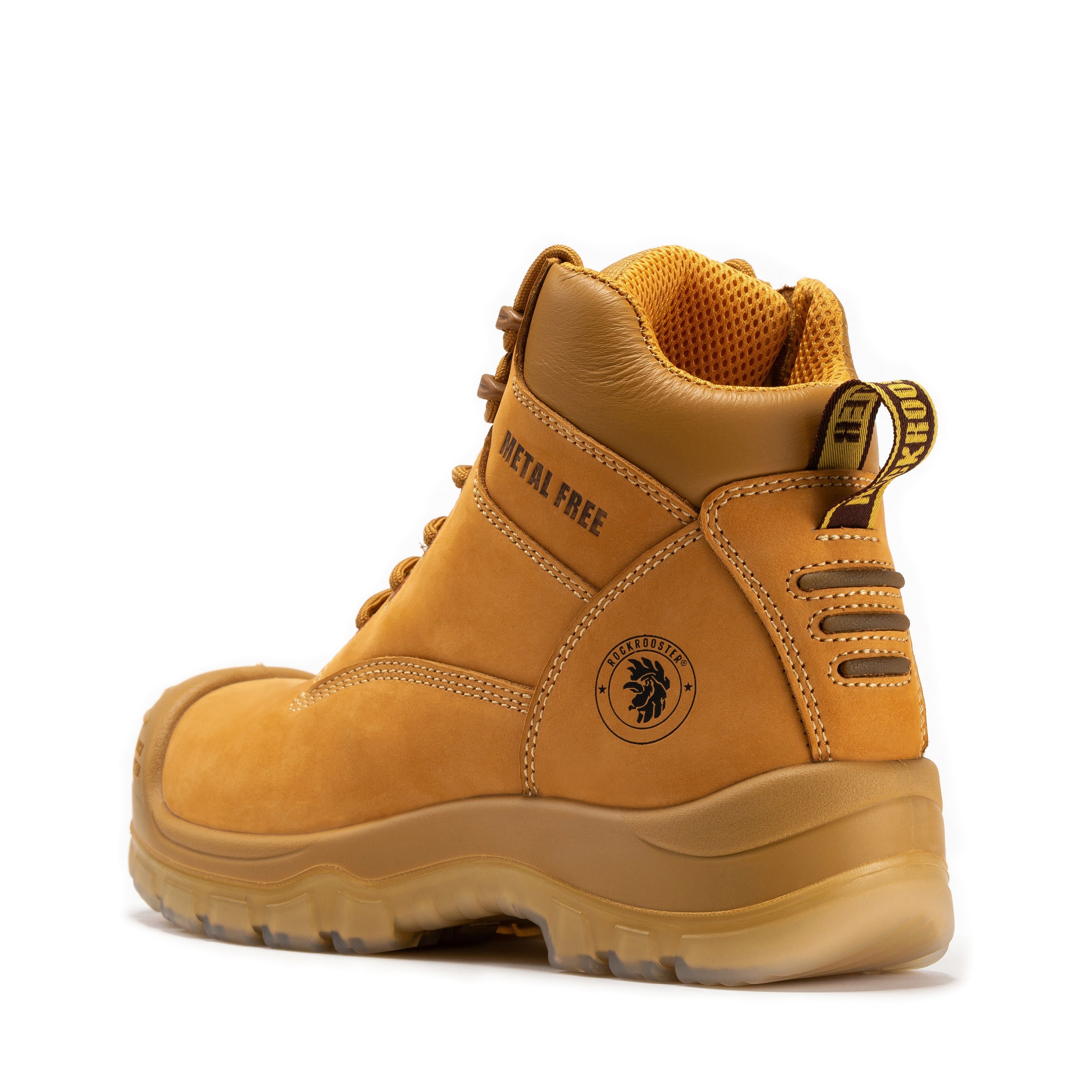 rockrooster Woodland Wheat 6 inch Composite Toe Zip-sided Leather Work Boots AK659 - WonderingCloth