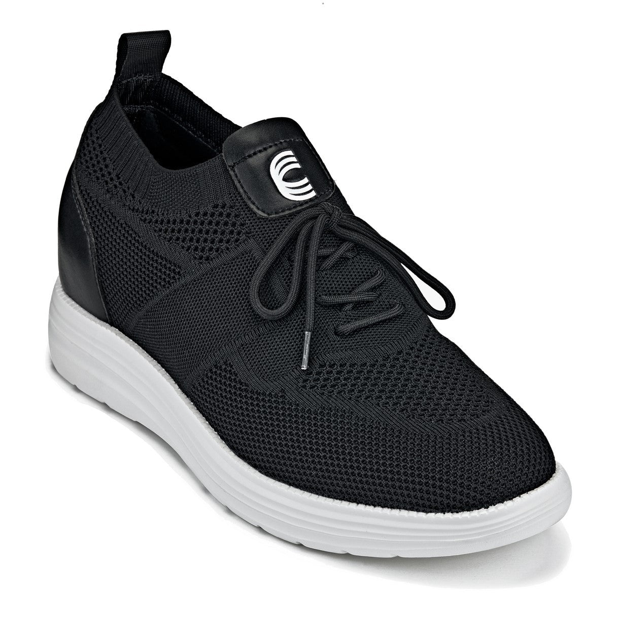 CALTO - X1340 - 2.8 Inches Taller (Black) - Lace Up Casual Walker - Lightweight - WonderingCloth