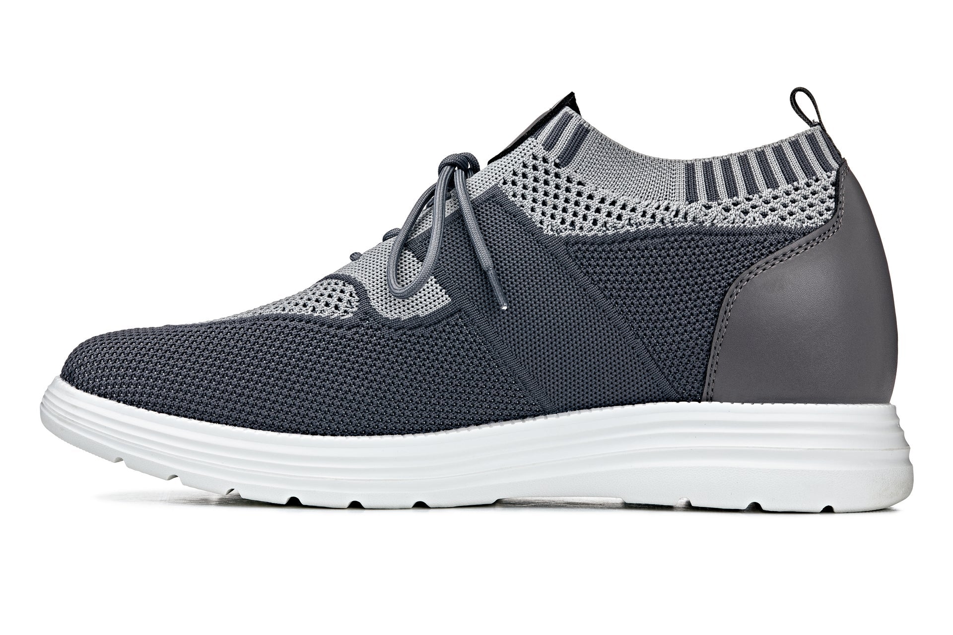 CALTO - X1341 - 2.8 Inches Taller (Iron Gray/Glacier Gray) - Lace Up Casual Walker - Lightweight - WonderingCloth