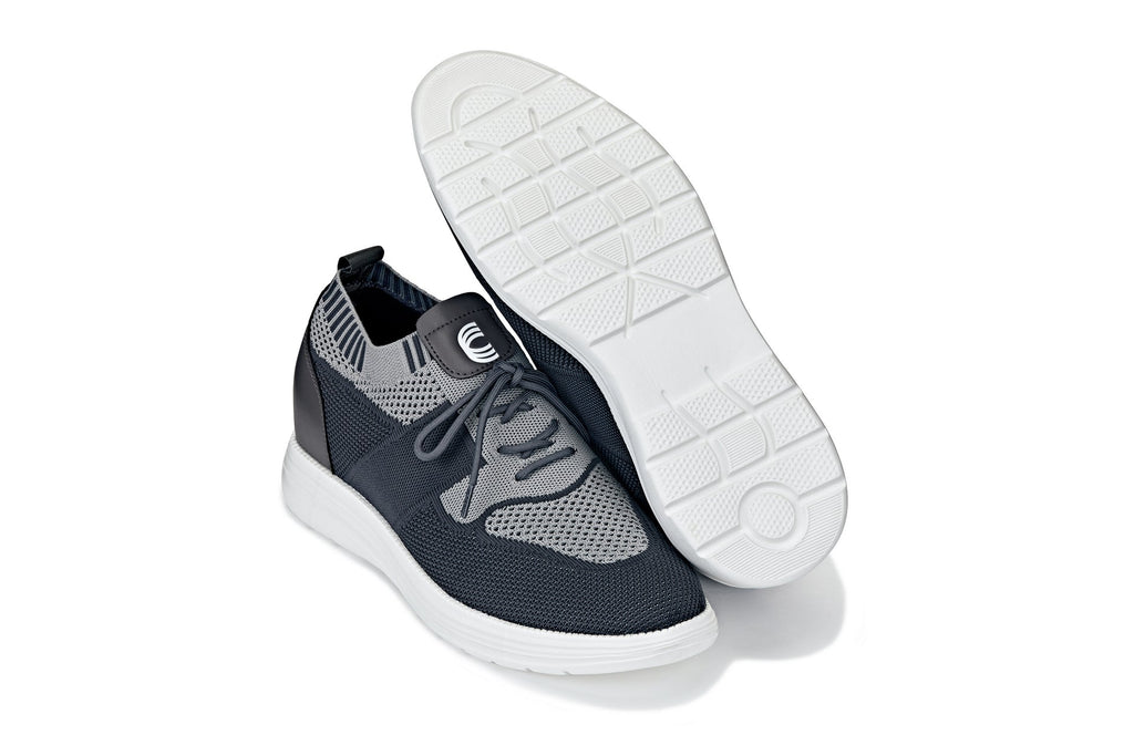 CALTO - X1341 - 2.8 Inches Taller (Iron Gray/Glacier Gray) - Lace Up Casual Walker - Lightweight - WonderingCloth