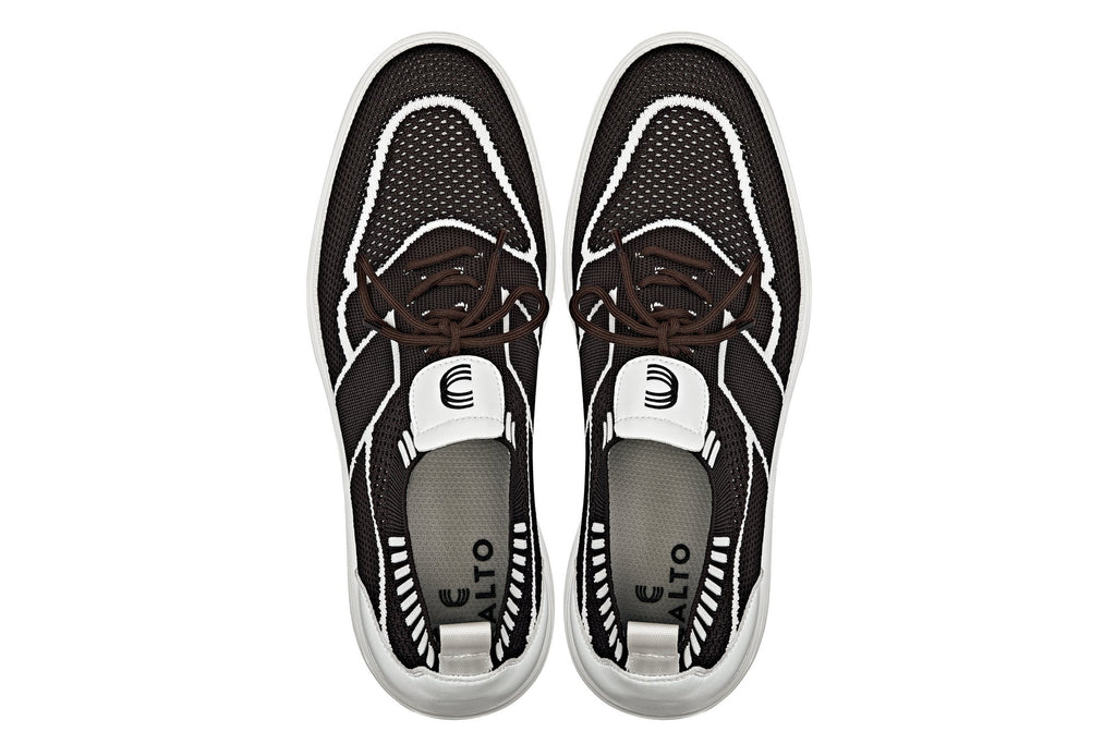 CALTO - X1342 - 2.8 Inches Taller (Mocha Brown/White) - Lace Up Casual Walker - Lightweight - WonderingCloth