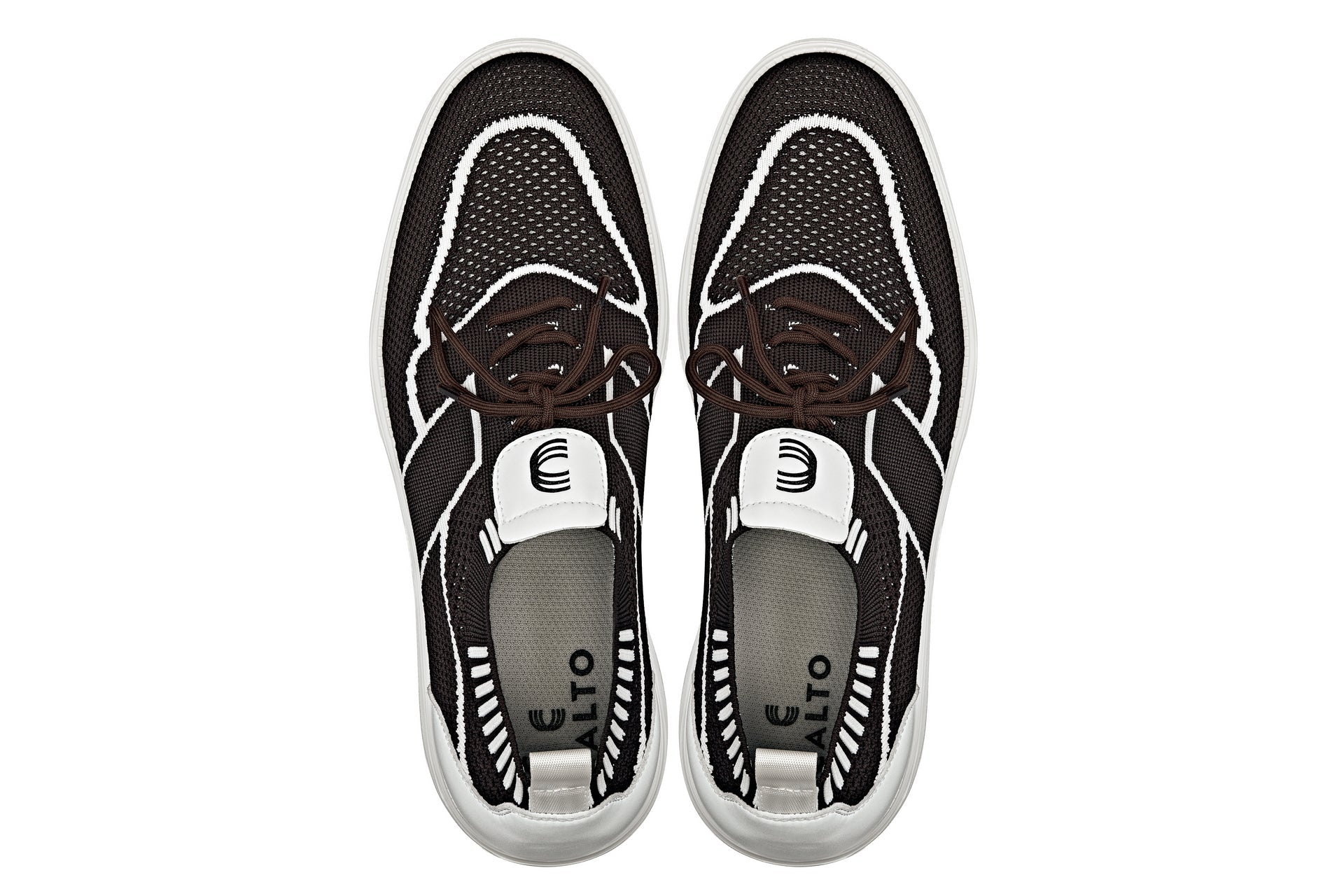 CALTO - X1342 - 2.8 Inches Taller (Mocha Brown/White) - Lace Up Casual Walker - Lightweight - WonderingCloth