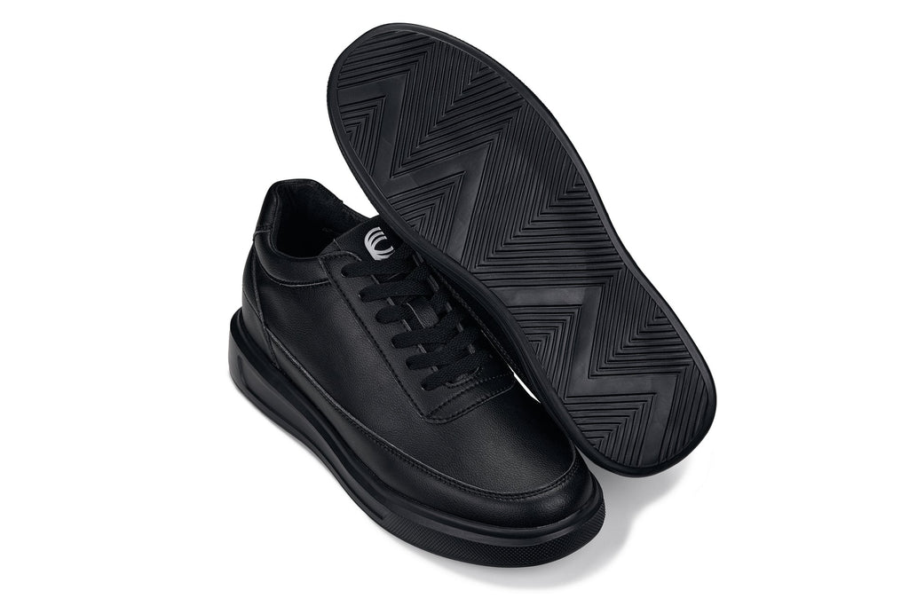 CALTO - X1646 - 2.8 Inches Taller (Pitch Black) - Lightweight Sneakers - WonderingCloth