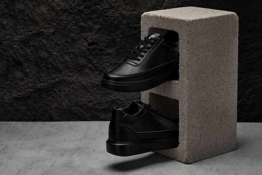 CALTO - X1646 - 2.8 Inches Taller (Pitch Black) - Lightweight Sneakers - WonderingCloth