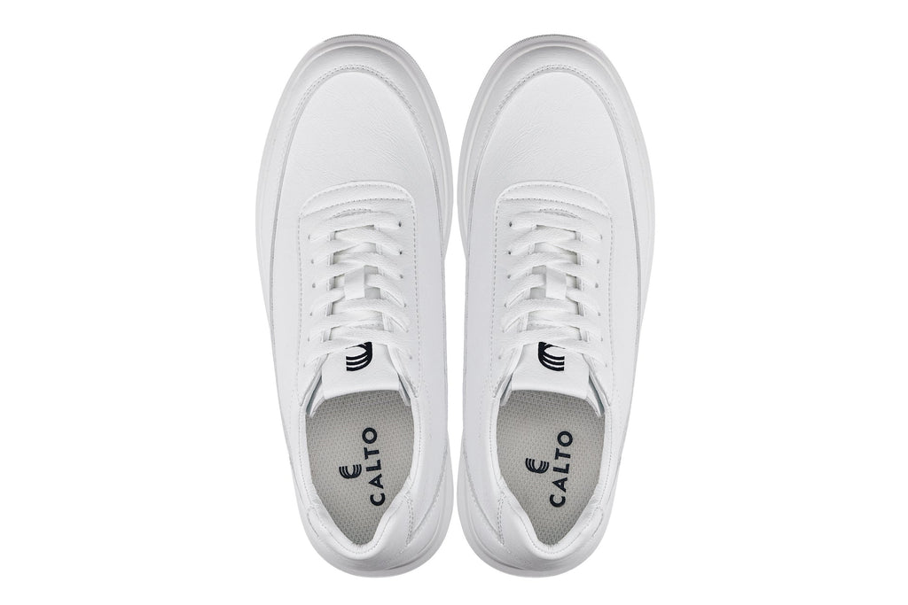 CALTO - X1647 - 2.8 Inches Taller (White) - Lightweight Sneakers - WonderingCloth