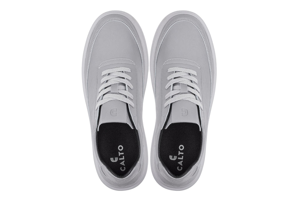 CALTO - X1648 - 2.8 Inches Taller (Pewter Grey) - Lightweight Sneakers - WonderingCloth
