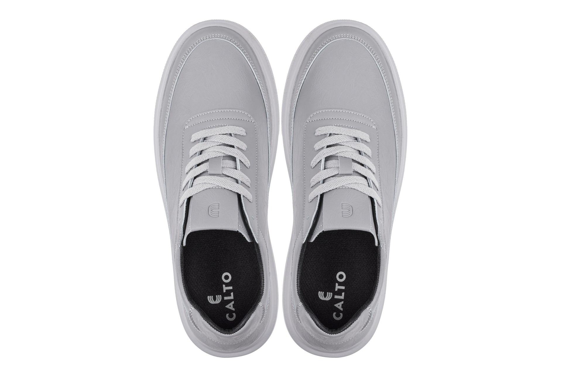 CALTO - X1648 - 2.8 Inches Taller (Pewter Grey) - Lightweight Sneakers - WonderingCloth
