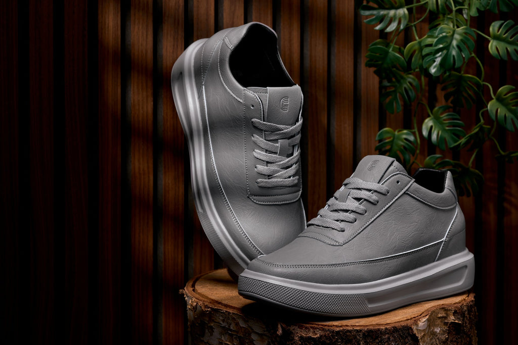 CALTO - X1648 - 2.8 Inches Taller (Pewter Grey) - Lightweight Sneakers - WonderingCloth