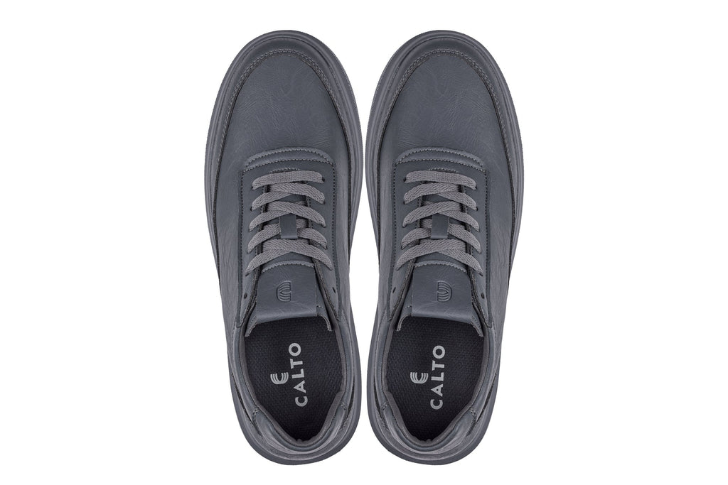 CALTO - X1649 - 2.8 Inches Taller (Iron Grey) - Lightweight Sneakers - WonderingCloth