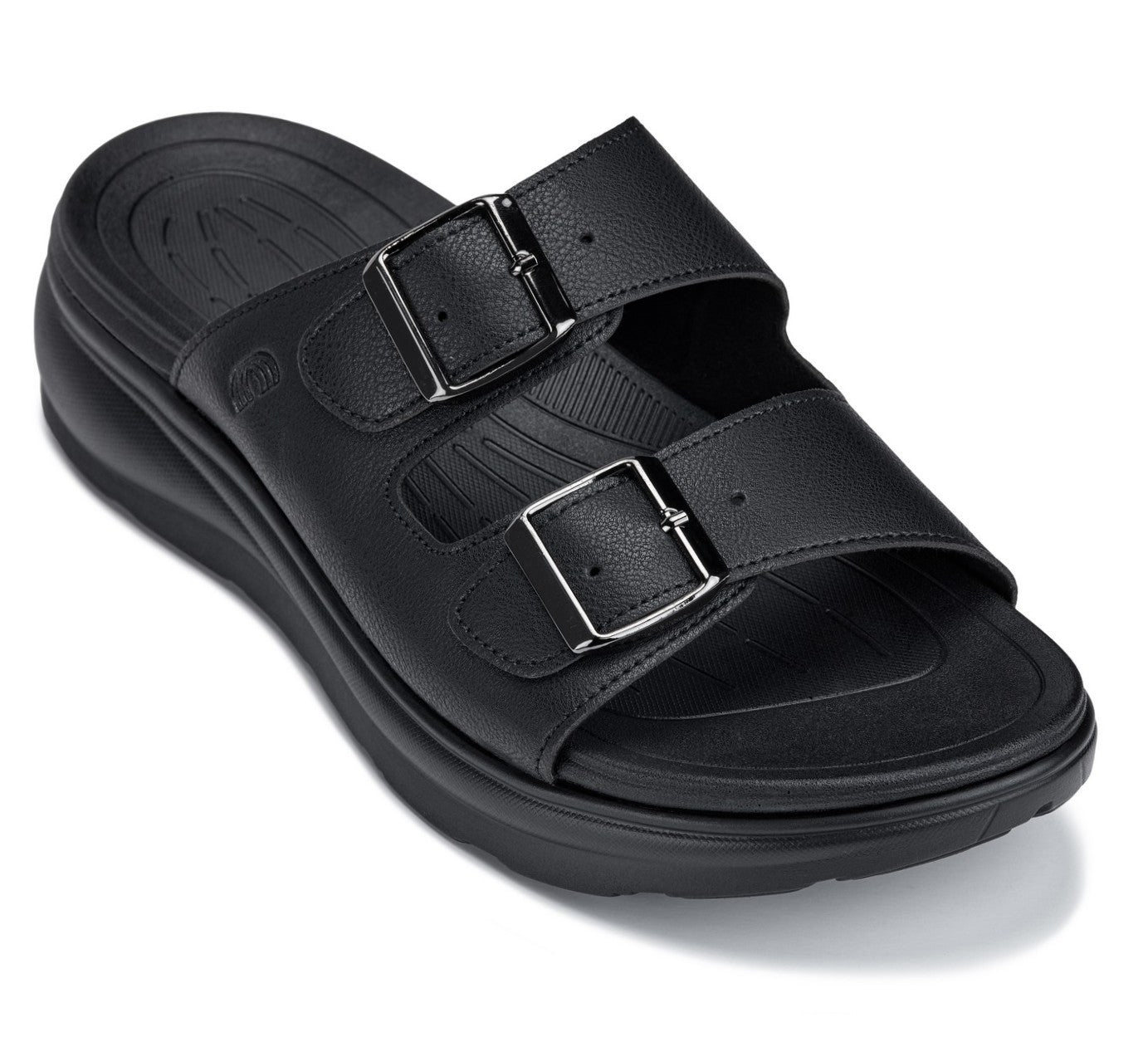 CALTO - X1660 - 2 Inches Taller (Black Buckle) - Dual Adjustable Buckle Sandal - WonderingCloth