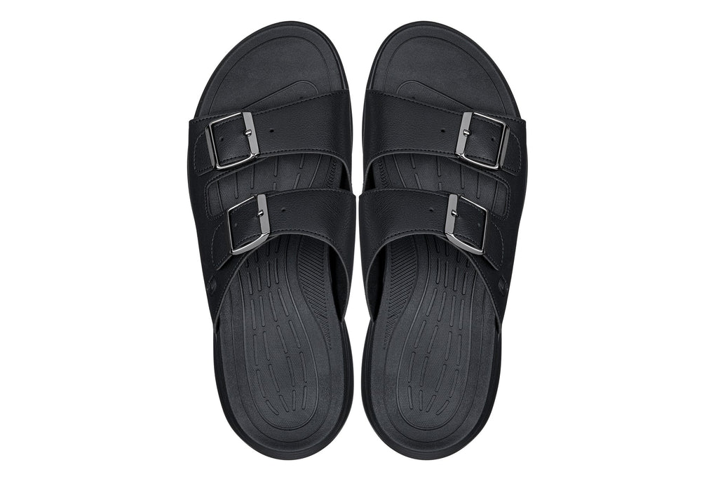 CALTO - X1660 - 2 Inches Taller (Black Buckle) - Dual Adjustable Buckle Sandal - WonderingCloth