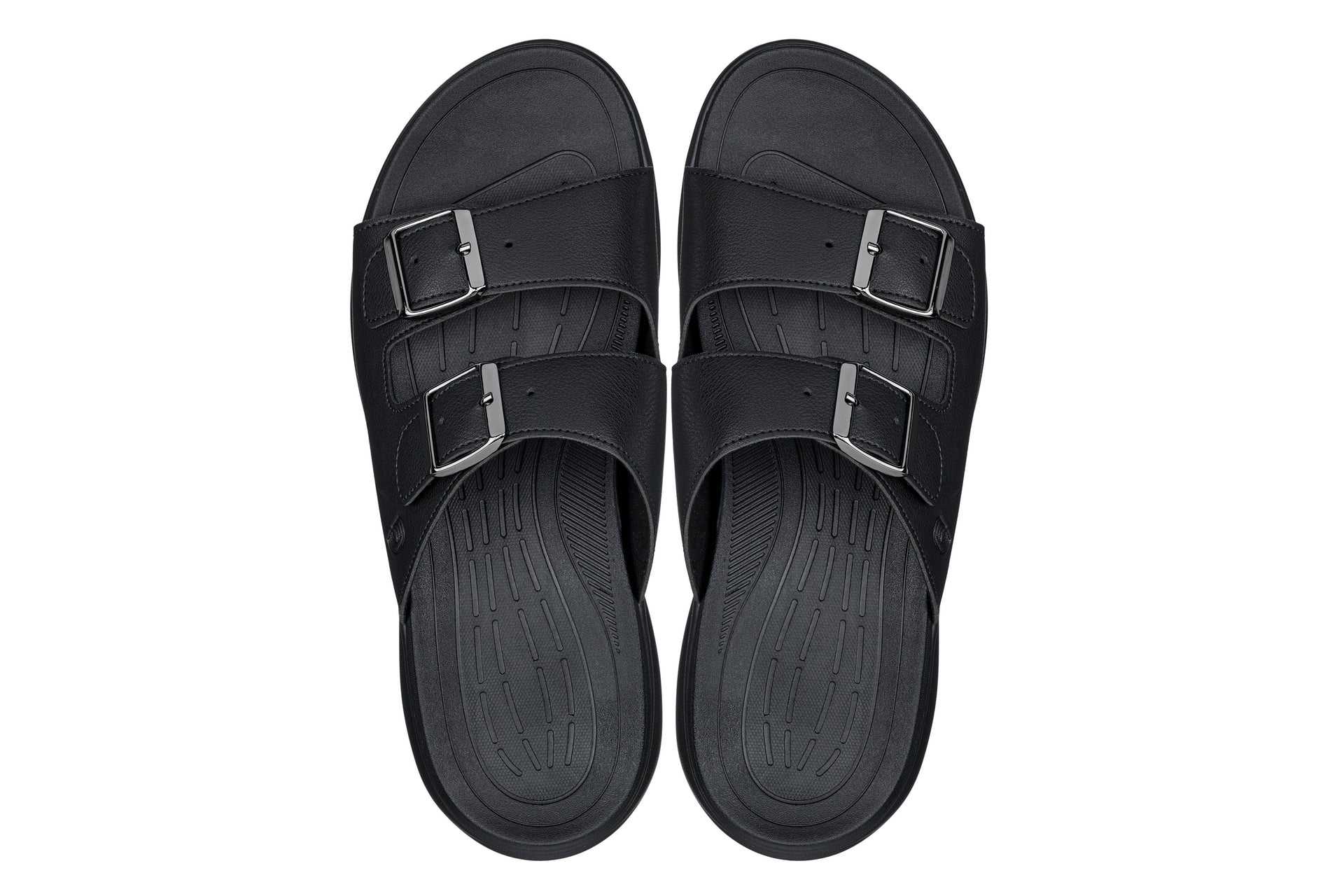 CALTO - X1660 - 2 Inches Taller (Black Buckle) - Dual Adjustable Buckle Sandal - WonderingCloth