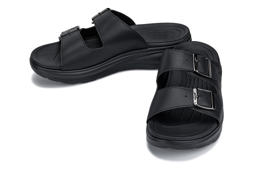 CALTO - X1660 - 2 Inches Taller (Black Buckle) - Dual Adjustable Buckle Sandal - WonderingCloth