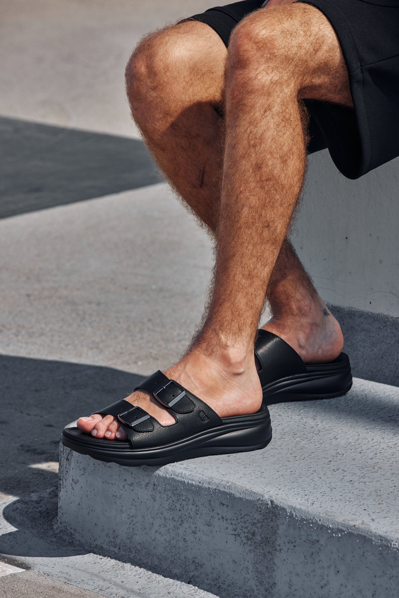 CALTO - X1660 - 2 Inches Taller (Black Buckle) - Dual Adjustable Buckle Sandal - WonderingCloth
