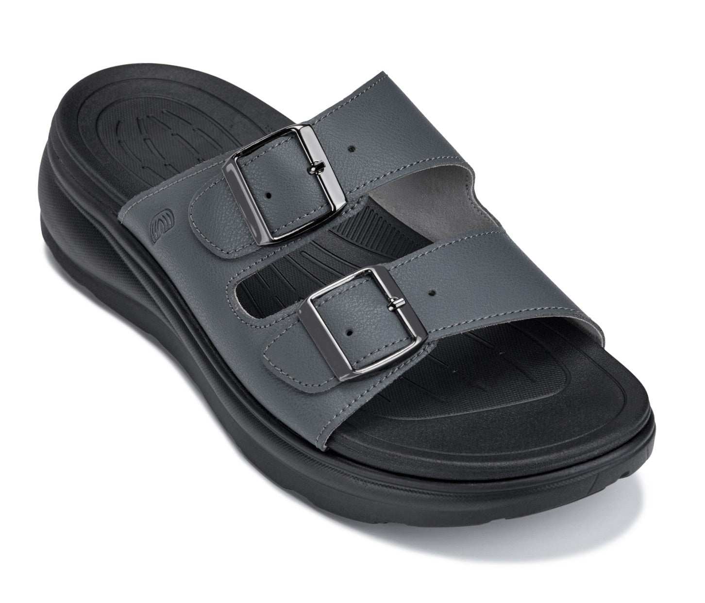 CALTO - X1661 - 2 Inches Taller (Iron Grey Buckle) - Dual Adjustable Buckle Sandals - WonderingCloth