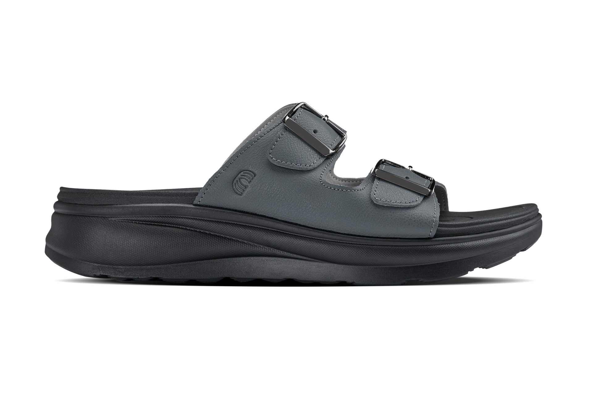 CALTO - X1661 - 2 Inches Taller (Iron Grey Buckle) - Dual Adjustable Buckle Sandals - WonderingCloth