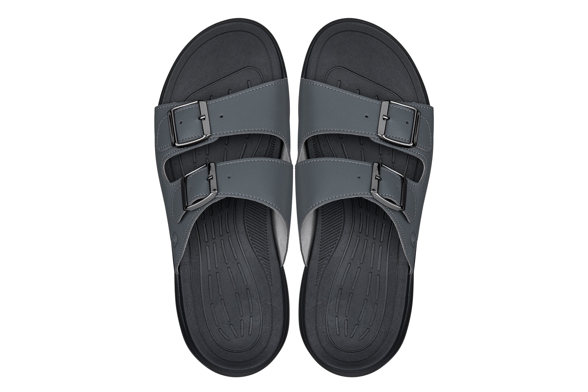 CALTO - X1661 - 2 Inches Taller (Iron Grey Buckle) - Dual Adjustable Buckle Sandals - WonderingCloth