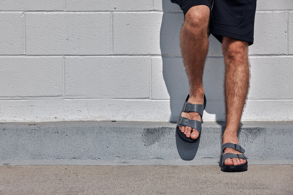 CALTO - X1661 - 2 Inches Taller (Iron Grey Buckle) - Dual Adjustable Buckle Sandals - WonderingCloth