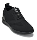 CALTO - X2211 - 2.4 Inches Taller (Black/Black Sole) - Lace Up Casual Walker - Lightweight - WonderingCloth