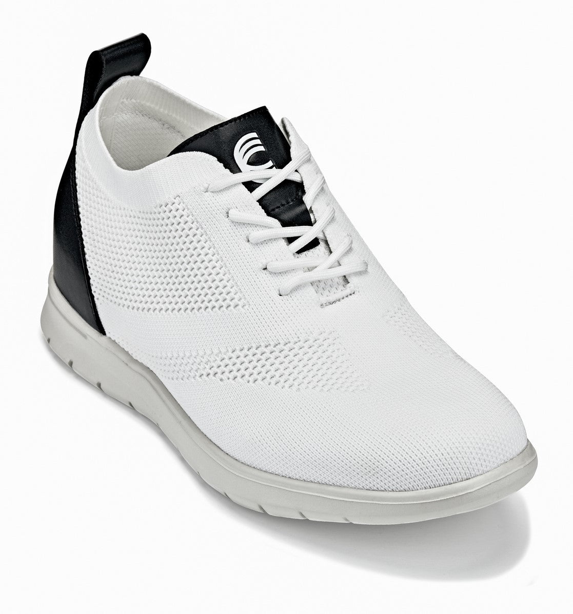 CALTO - X2212 - 2.4 Inches Taller (White/Black) - Lace Up Casual Walker - Lightweight - WonderingCloth