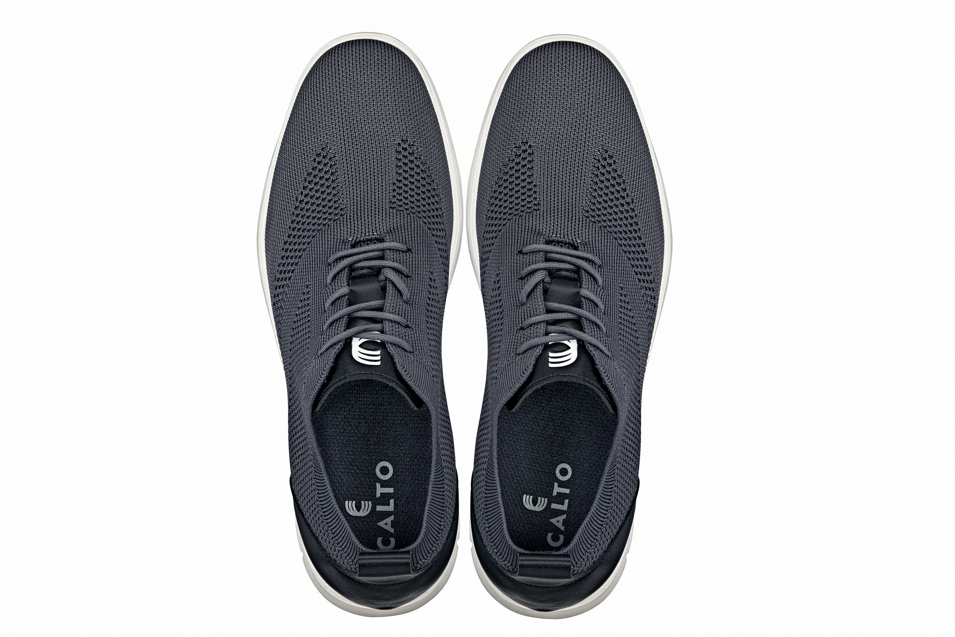 CALTO - X2213 - 2.4 Inches Taller (Moon Gray/Black) - Lace Up Casual Walker - Lightweight - WonderingCloth