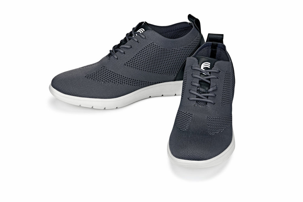 CALTO - X2213 - 2.4 Inches Taller (Moon Gray/Black) - Lace Up Casual Walker - Lightweight - WonderingCloth