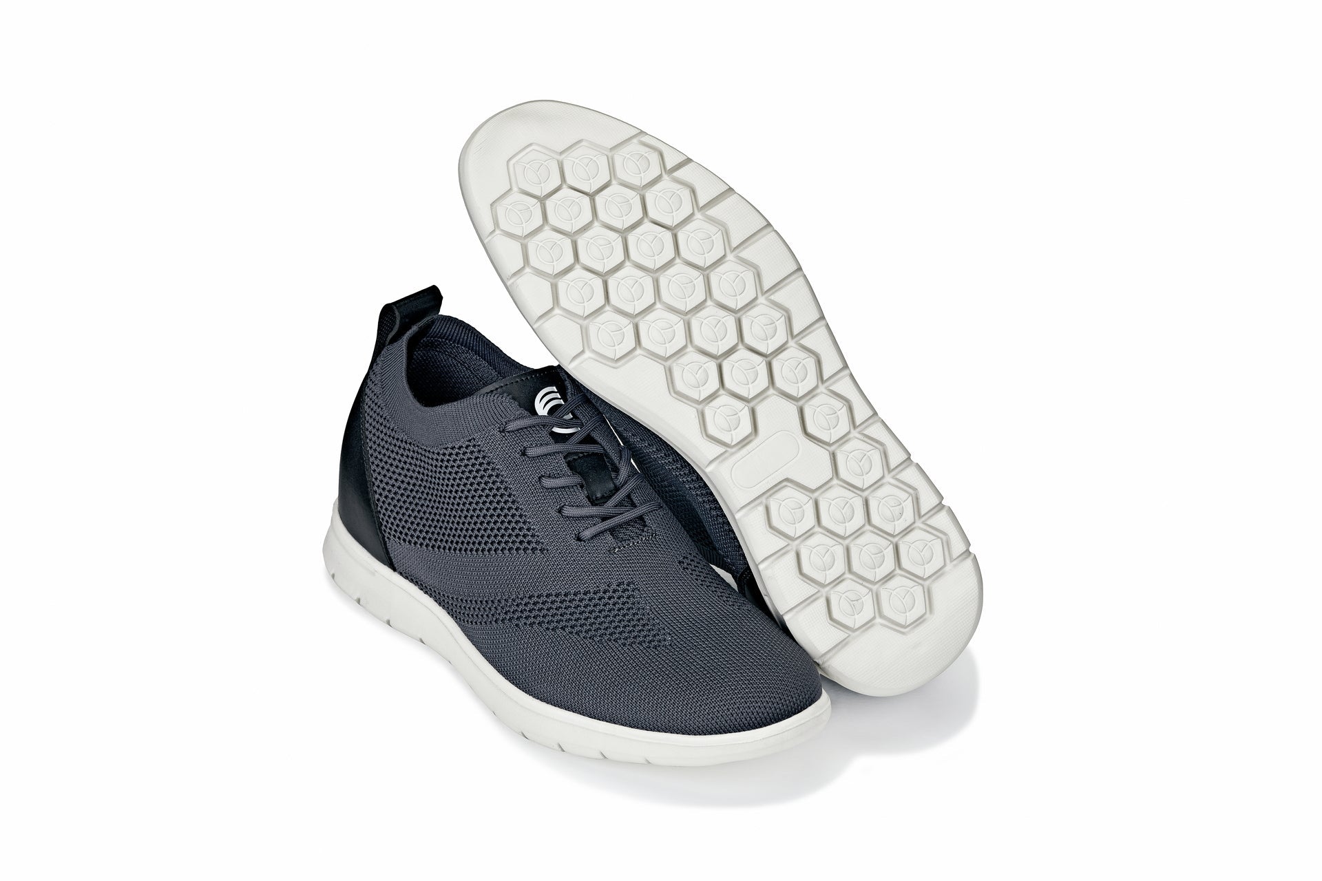 CALTO - X2213 - 2.4 Inches Taller (Moon Gray/Black) - Lace Up Casual Walker - Lightweight - WonderingCloth