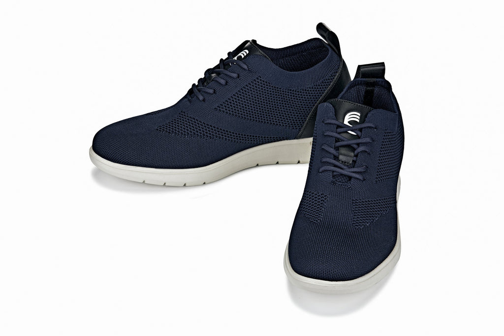 CALTO - X2214 - 2.4 Inches Taller (Night Blue/Black) - Lace Up Casual Walker - Lightweight - WonderingCloth