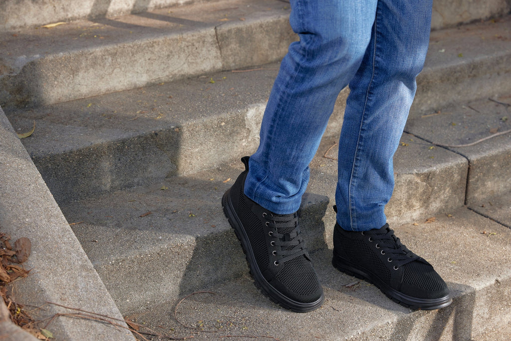 CALTO - X2320 - 2.4 Inches Taller (Black/Black Sole) - Lace Up Casual Sneaker - Lightweight - WonderingCloth
