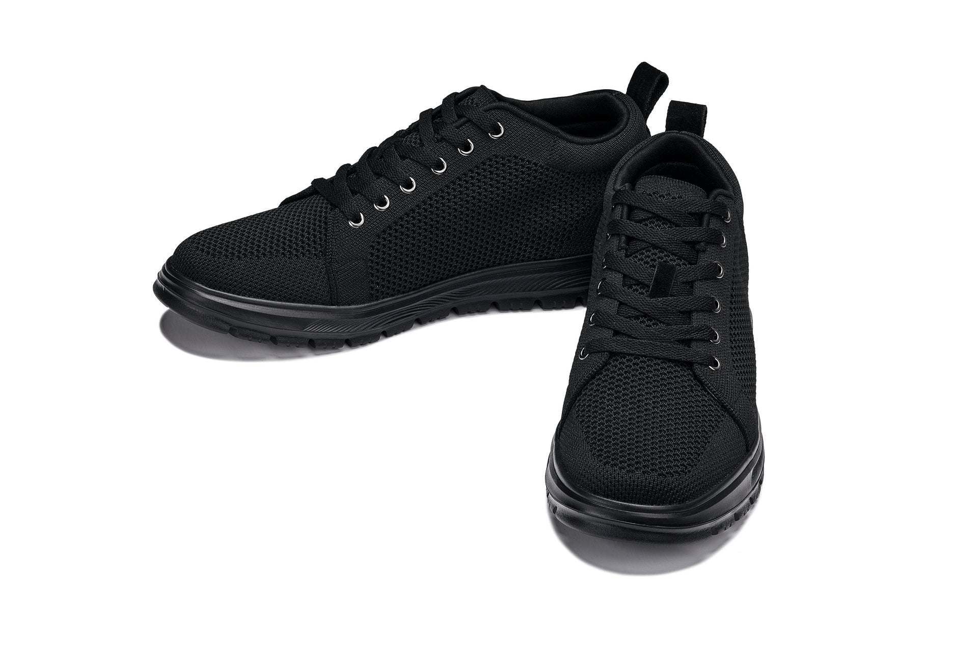 CALTO - X2320 - 2.4 Inches Taller (Black/Black Sole) - Lace Up Casual Sneaker - Lightweight - WonderingCloth