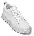 CALTO - X2321 - 2.4 Inches Taller (White/White Sole) - Lace Up Casual Sneaker - Lightweight - WonderingCloth
