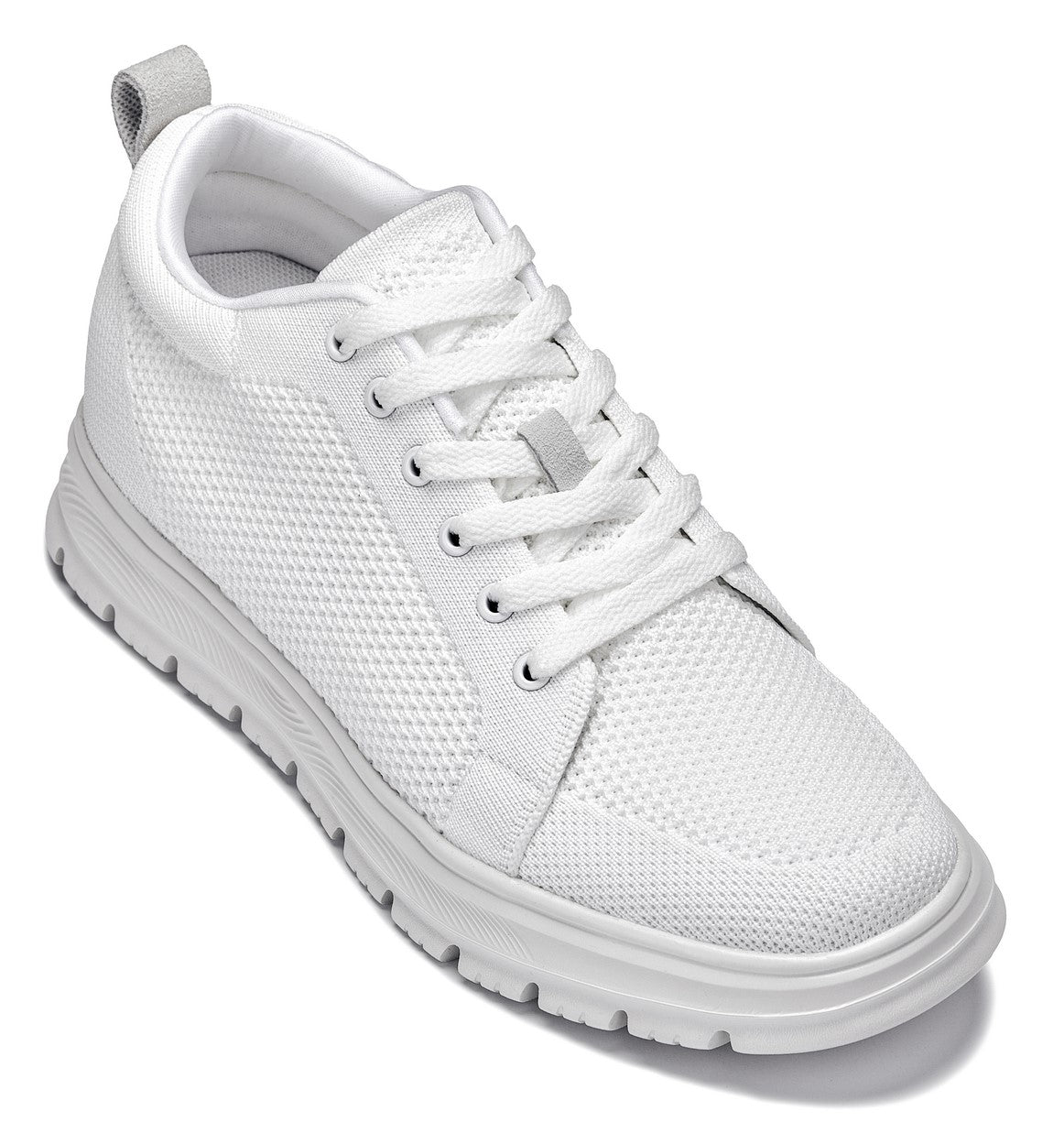 CALTO - X2321 - 2.4 Inches Taller (White/White Sole) - Lace Up Casual Sneaker - Lightweight - WonderingCloth